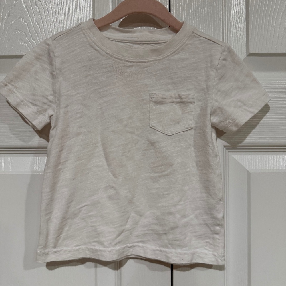 Janie and Jack Solid White Tee with Corner Pocket Unisex Size 2T